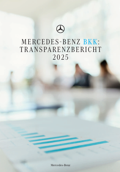 Titelseite Transparenzbericht 2025 der Mercedes-Benz BKK