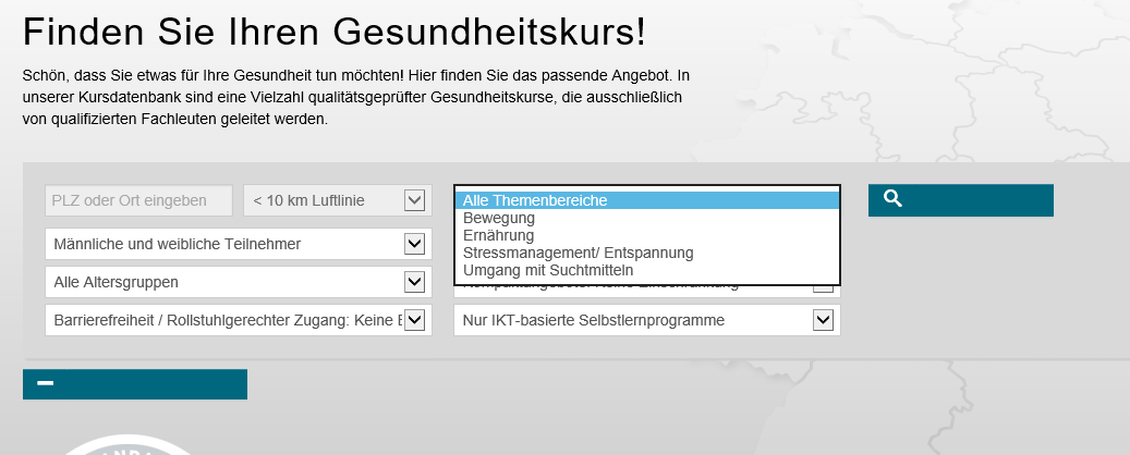Gesundheitskurs-Datenbank
