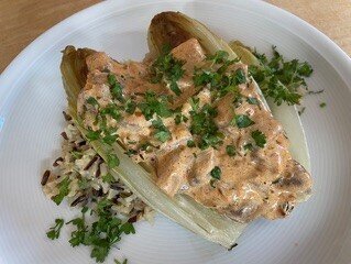 Aromatisches Chicorée-Pilz-Gemüse